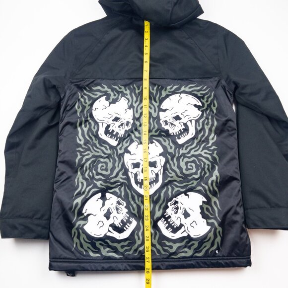 Lurking Class Snowboard Skull Jacket Men's Small Black Green Full Zip Hooded Ski - Picture 14 of 16